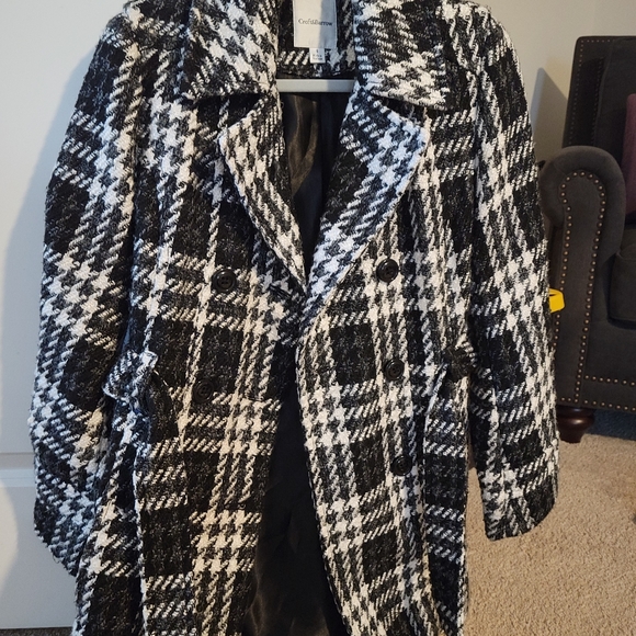 Croft and barrow Black and white pea coat - Picture 2 of 2
